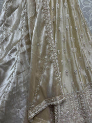Marvelous Cream Hand Embroidered Silk Engagement Wear Lehenga Choli - Ethnic Plus In