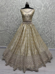 Marvelous Cream Hand Embroidered Silk Engagement Wear Lehenga Choli - Ethnic Plus In
