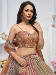 Marvelous Multi - Color Embroidered Net Designer Lehenga Choli - Ethnic Plus In