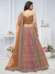 Marvelous Multi - Color Embroidered Net Designer Lehenga Choli - Ethnic Plus In