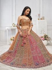 Marvelous Multi - Color Embroidered Net Designer Lehenga Choli - Ethnic Plus In