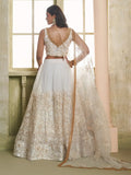 Marvelous Off - White Embroidered Net Wedding Wear Lehenga Choli - Ethnic Plus In