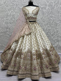 Marvelous Off - White Silk Bridal Lehenga Choli With Double Dupatta - Ethnic Plus In