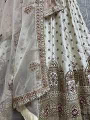 Marvelous Off - White Silk Bridal Lehenga Choli With Double Dupatta - Ethnic Plus In