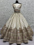 Marvelous Off - White Silk Bridal Lehenga Choli With Double Dupatta - Ethnic Plus In