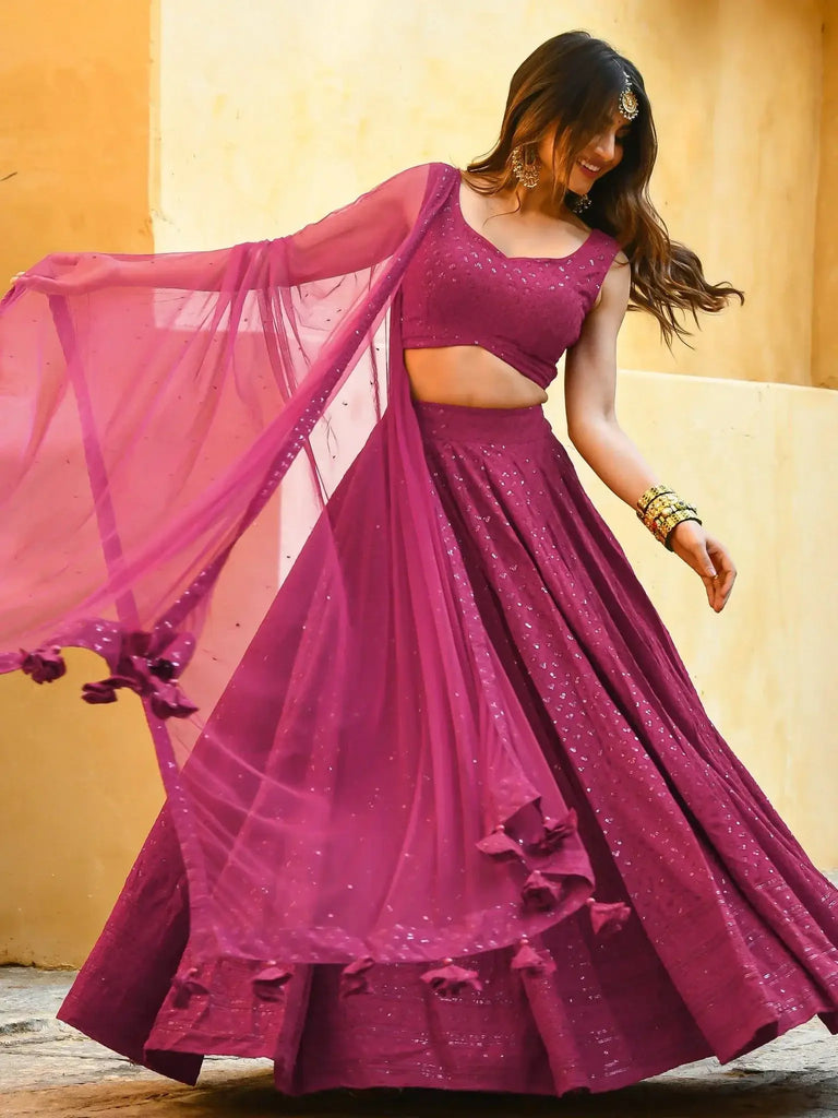 Marvelous Pink Sequins Event Wear Lehenga Choli With Net Dupatta - Ethnic Plus In