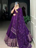 Marvelous Purple Zari Weaving Chanderi Silk Wedding Wear Lehenga Choli - Ethnic Plus In