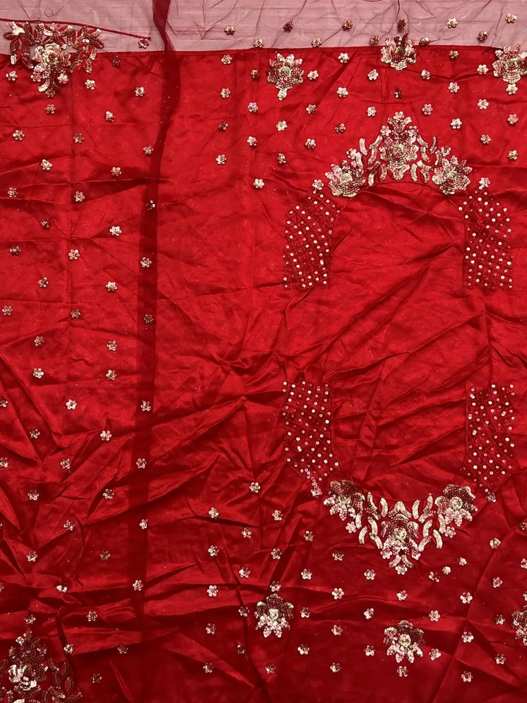 Marvelous Red Sequins Net Bridal Lehenga Choli With Dupatta - Ethnic Plus In