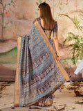 Marvelous Brown Printed Dola Silk Office Wear Saree With Blouse