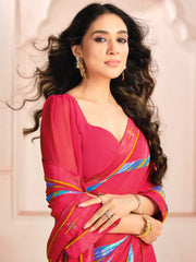 Marvelous Pink Digital Printed Georgette Party Wear Saree With Blouse