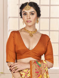 Marvelous Yellow Ikkat Printed Cotton Festival Wear Saree With Blouse