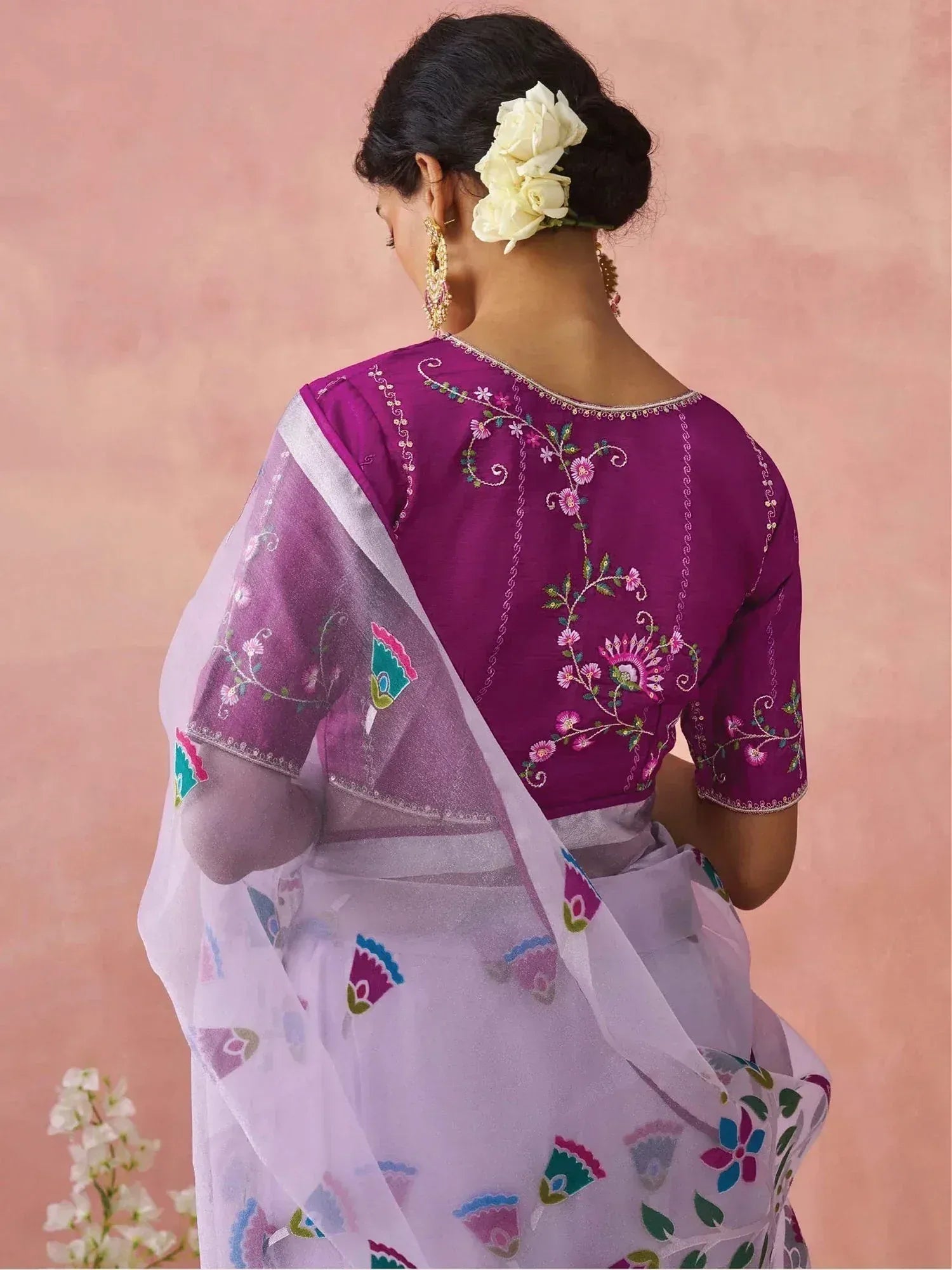 Gorgeous Lavender Brasso Organza Festival Wear Saree