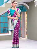 Stunning Purple Zari Weaving Banarasi Silk Festival Wear Saree