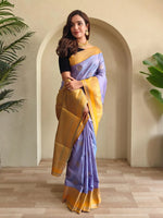 Mesmerizing Lavender Silk Zari Weaving Saree With Blouse