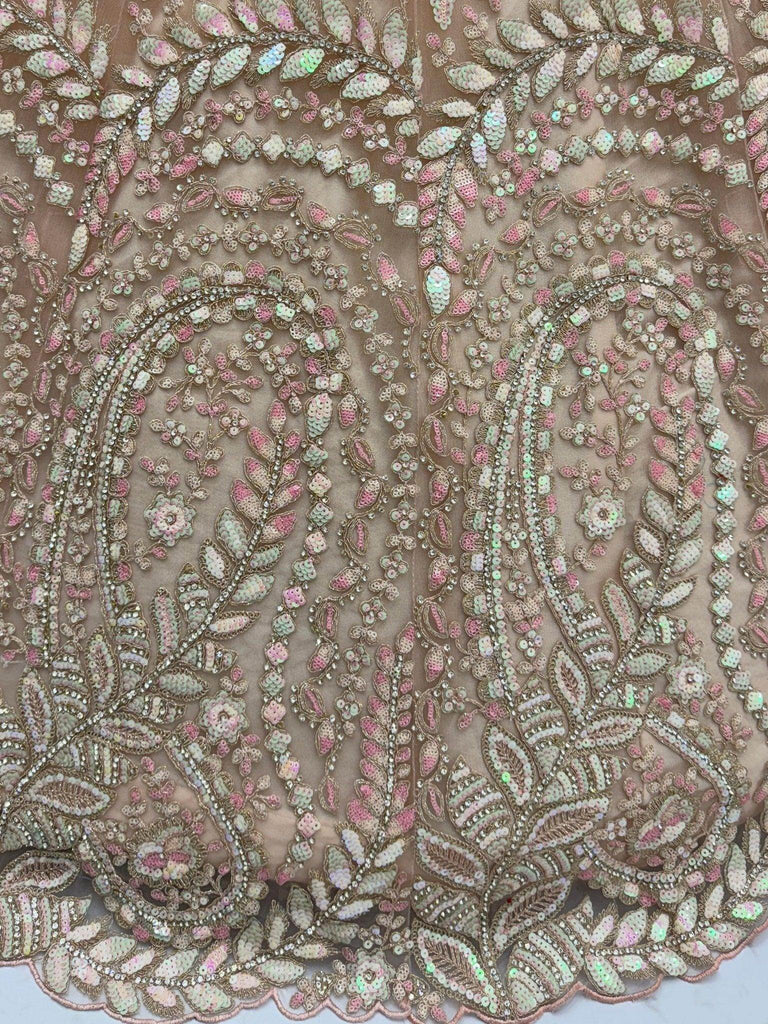 Mesmerizing Peach Sequins Wedding Wear Lehenga Choli - Ethnic Plus In