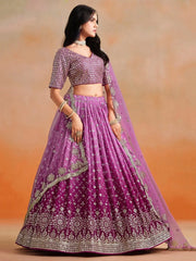 Mesmerizing Pink Embroidered Bridesmaids Lehenga Choli - Ethnic Plus In
