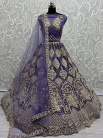 Mesmerizing Purple Net Sequins Bridesmaids Lehenga Choli With Dupatta