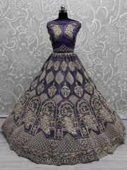 Mesmerizing Purple Net Sequins Bridesmaids Lehenga Choli With Dupatta - Ethnic Plus In