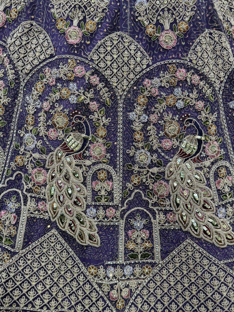 Mesmerizing Purple Net Sequins Bridesmaids Lehenga Choli With Dupatta - Ethnic Plus In