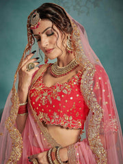 Mesmerizing Red Dori Work Art Silk Lehenga Choli With Dupatta - Ethnic Plus In