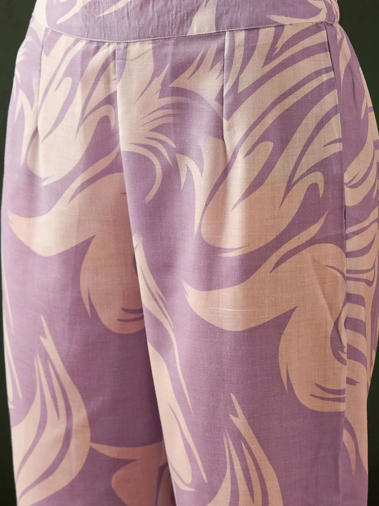 Adorable Lavender Embroidered Cotton Function Wear Pant Suit With Dupatta