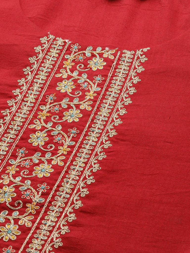 Fascinating Maroon Embroidered Chinon Festival Wear Kurti
