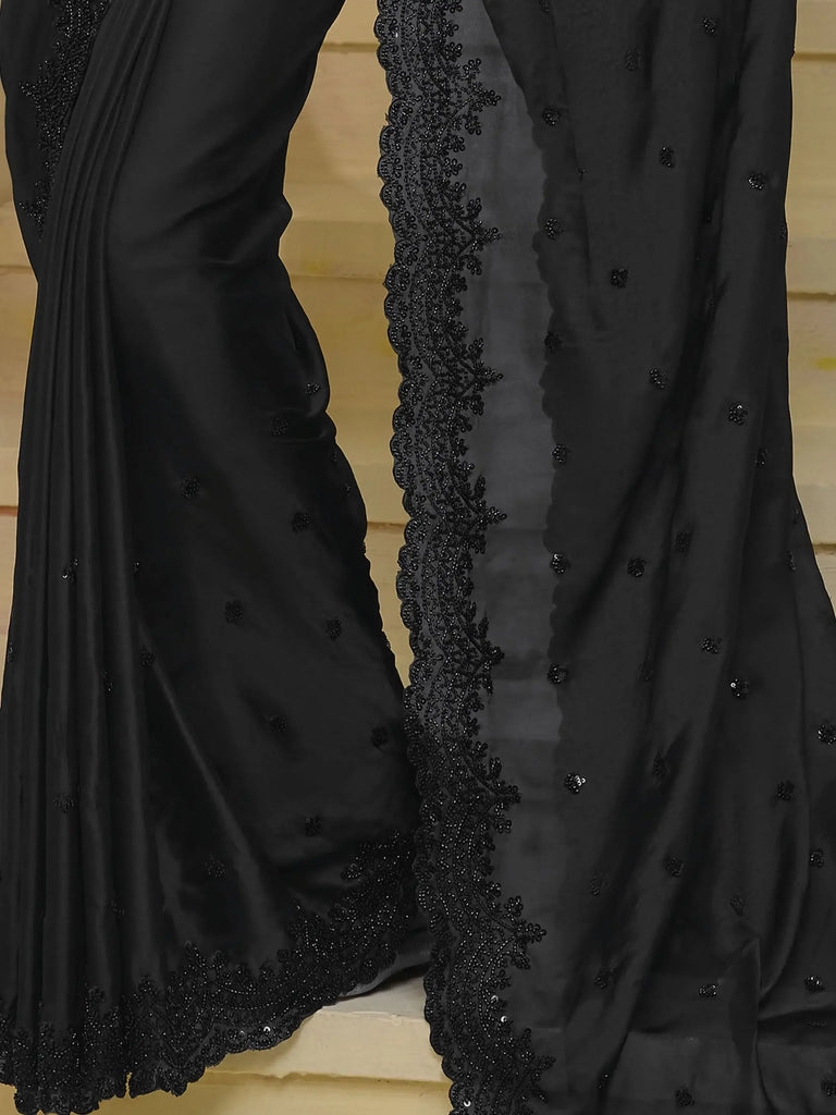 Spectacular Black Cut Dana Work Organza Event Wear Saree With Blouse