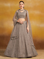 Monochrome Grey Sequins Georgette Event Wear Lehenga Choli With Dupatta