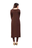 Mustard Yellow-Brown Digital Floral Printed Readymade Kurti