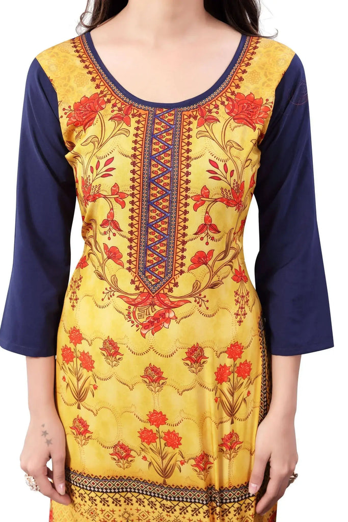 Gray Digital Floral Printed Readymade Kurti