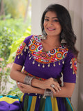 Graceful Multi-Color Silk Gamthi Work Navratri Wear Crop Top Lehenga