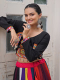 Tantalizing Multi-Color Silk Navratri Wear Lehenga Choli With Koti
