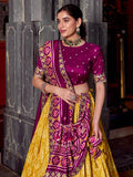 Tantalizing Mustard Yellow Ikkat Printed Silk Lehenga Choli