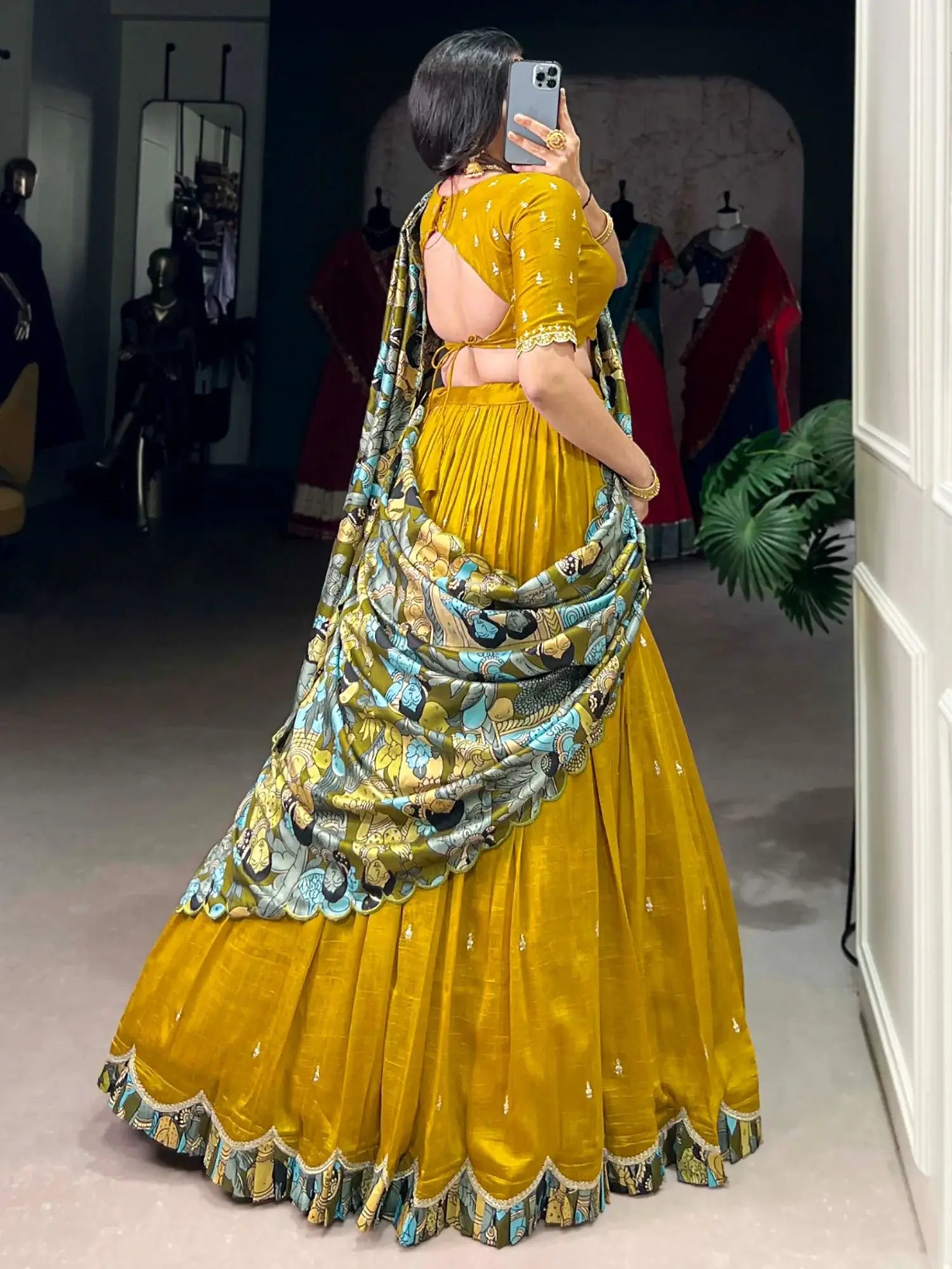 Captivating Yellow Sequins Silk Festival Wear Lehenga Choli 
