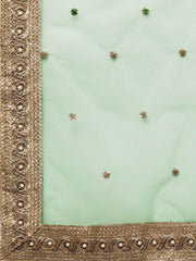 Green Floral Semi-Stitched Myntra Lehenga & Unstitched Blouse with Dupatta