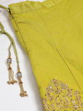 Lime Green & Gold-Toned Embroidered Semi-Stitched Myntra Lehenga & Unstitched Blouse with Dupatta