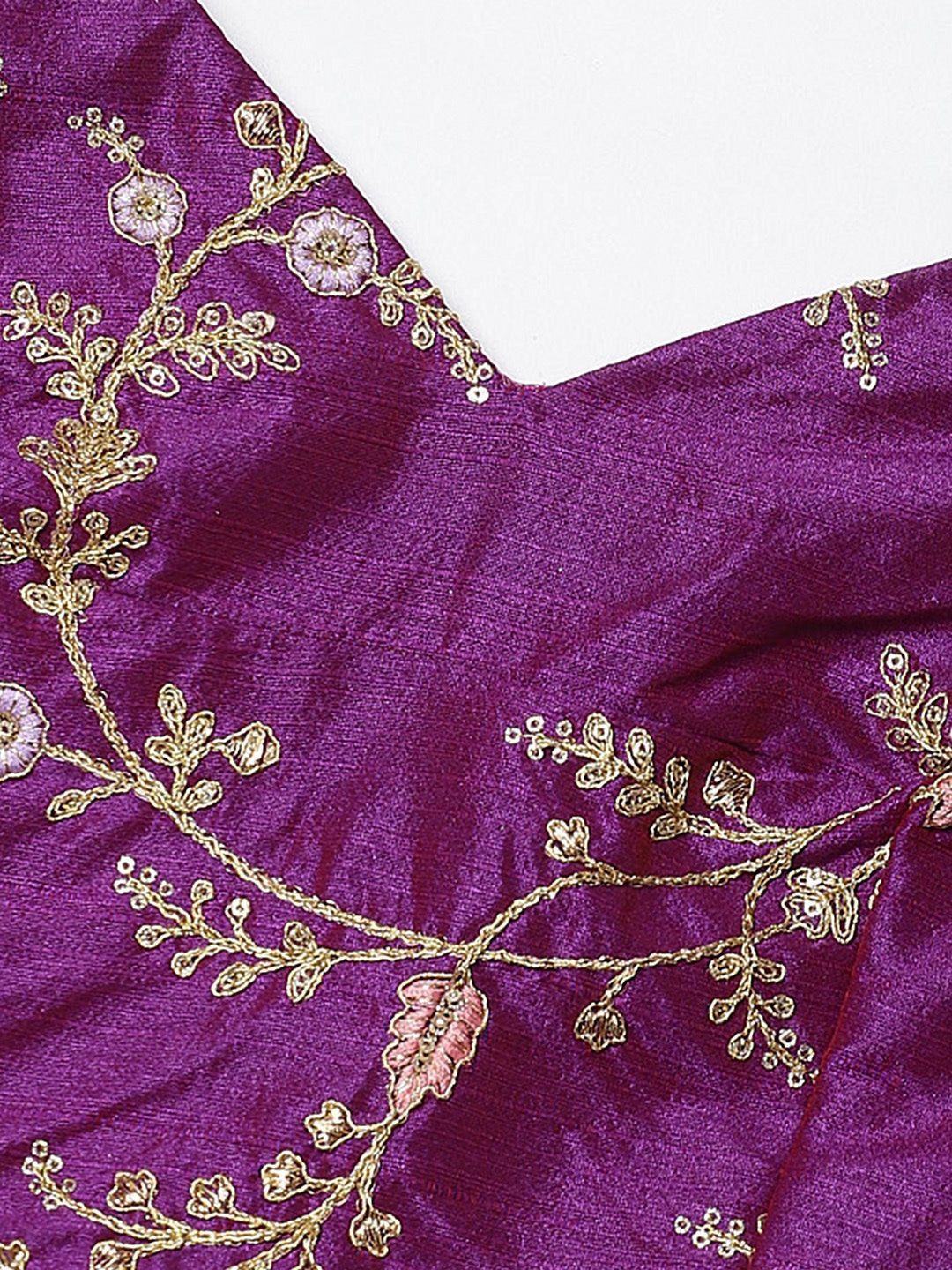 Purple Semi-Stitched Myntra Lehenga & Unstitched Blouse with Dupatta