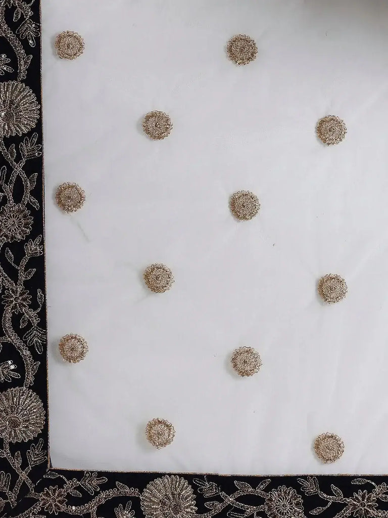 Navy Blue & Golden Semi-Stitched Myntra Lehenga with Unstitched Choli