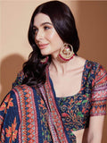 Classic Navy-Blue Digital Printed Chinon Navratri Wear Lehenga Choli