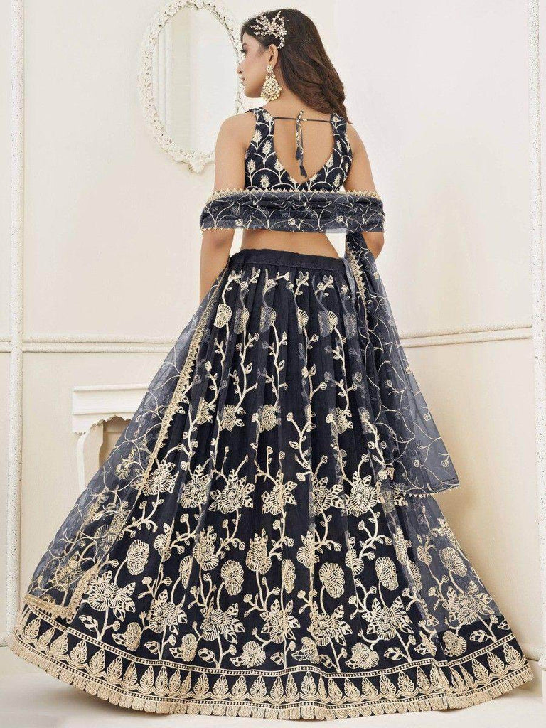 Fascinating Black Sequins Net Reception Wear Lehenga Choli