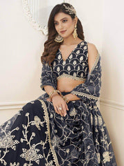 Fascinating Black Sequins Net Reception Wear Lehenga Choli