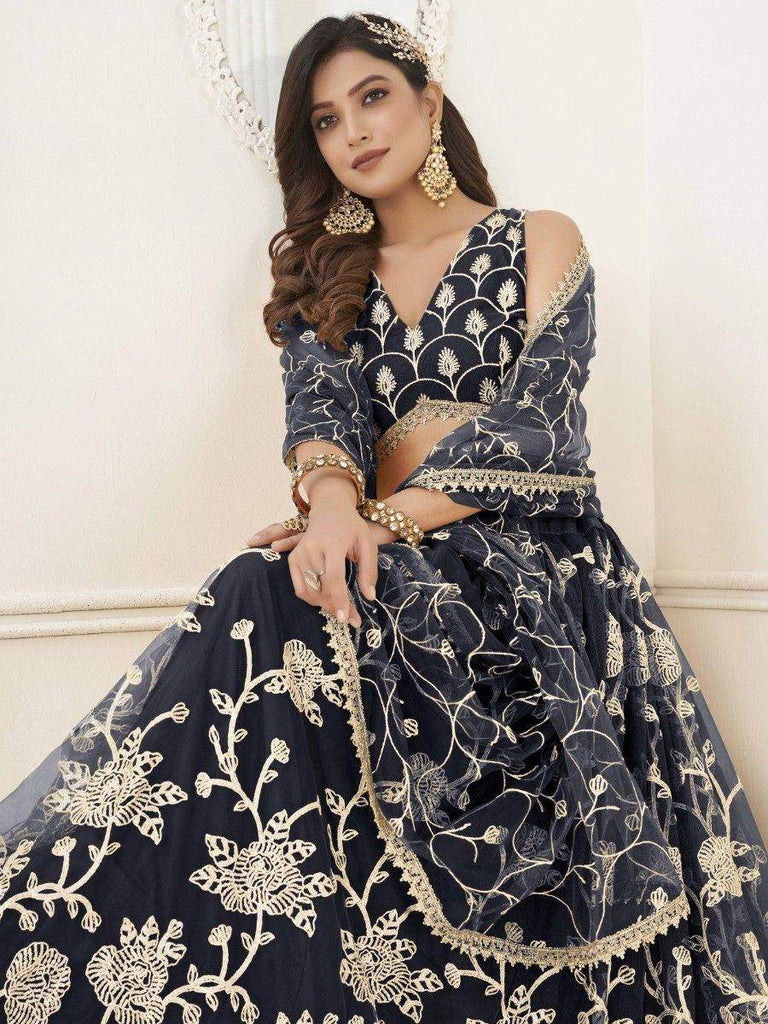 Fascinating Black Sequins Net Reception Wear Lehenga Choli