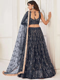 Beautiful Black Sequins Net Reception Wear Lehenga Choli With Dupatta