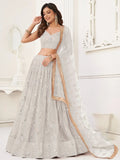 Gorgeous Off-White Sequins Net Wedding Lehenga Choli With Dupatta