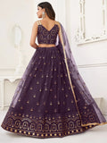 Adorable Purple Sequins Net Function Wear Lehenga Choli With Dupatta