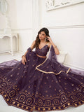 Adorable Purple Sequins Net Function Wear Lehenga Choli With Dupatta