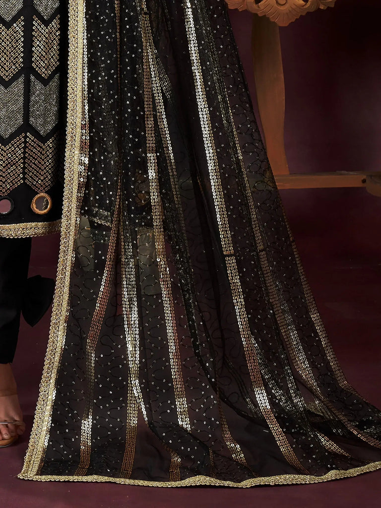 Outstanding Black Sequins Net Reception Wear Salwar Kameez