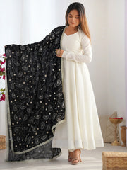 Charming Off-White Silk Festival Wear Anarkali Suit With Heavy Dupatta