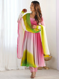 Lovable Multi-Color Georgette Festival Wear Anarkali Suit With Dupatta