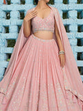 Beautiful Baby Pink Sequins Georgette Engagement Wear Lehenga Choli